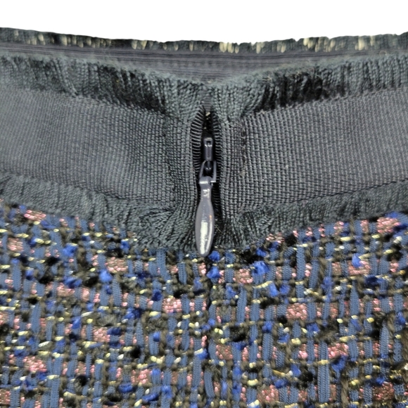 Ann Taylor Metallic Tweed A-Line Skirt Size 10 Navy Blue Wool Boucle Knee-Length - Picture 7 of 9